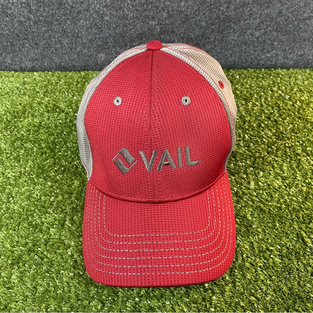 Vail Colorado Hat Baseball Cap Embroidered Burgundy Grey Jersey Mesh